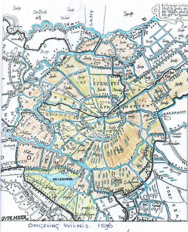 Kaart Wilnis en omgeving anno 1596